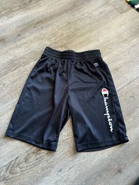 Champion Black Athletic Shorts with Branded Script